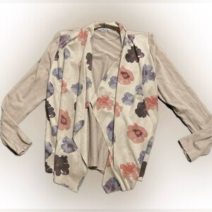 Peter Nygard Tan Floral Suede Waterfall Cardigan Size XL